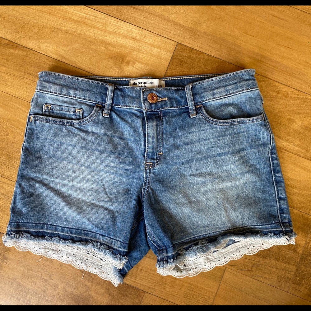 Abercrombie Kids Jean shorts with lace trim